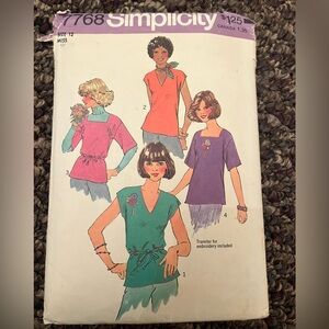 Simplicity Women's Top Pattern Sz 12